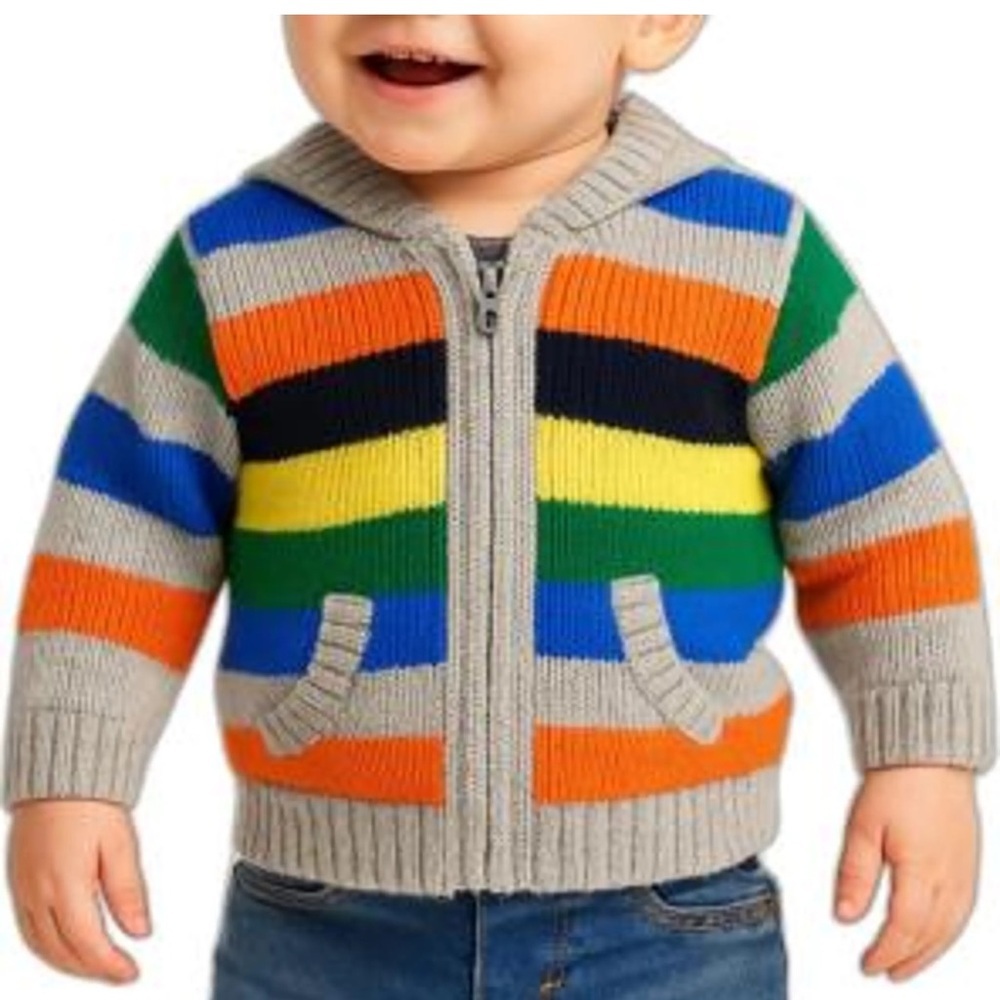 Carter’s Baby Multi Colorful Striped 100% Cotton Hoodie Sweater size 6 months
